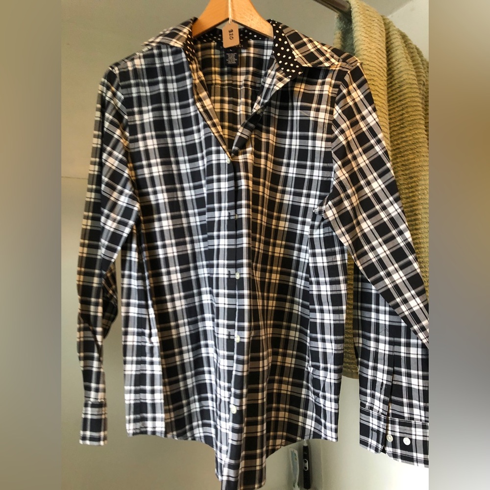 Jones New York Cotton Black & White Button Down